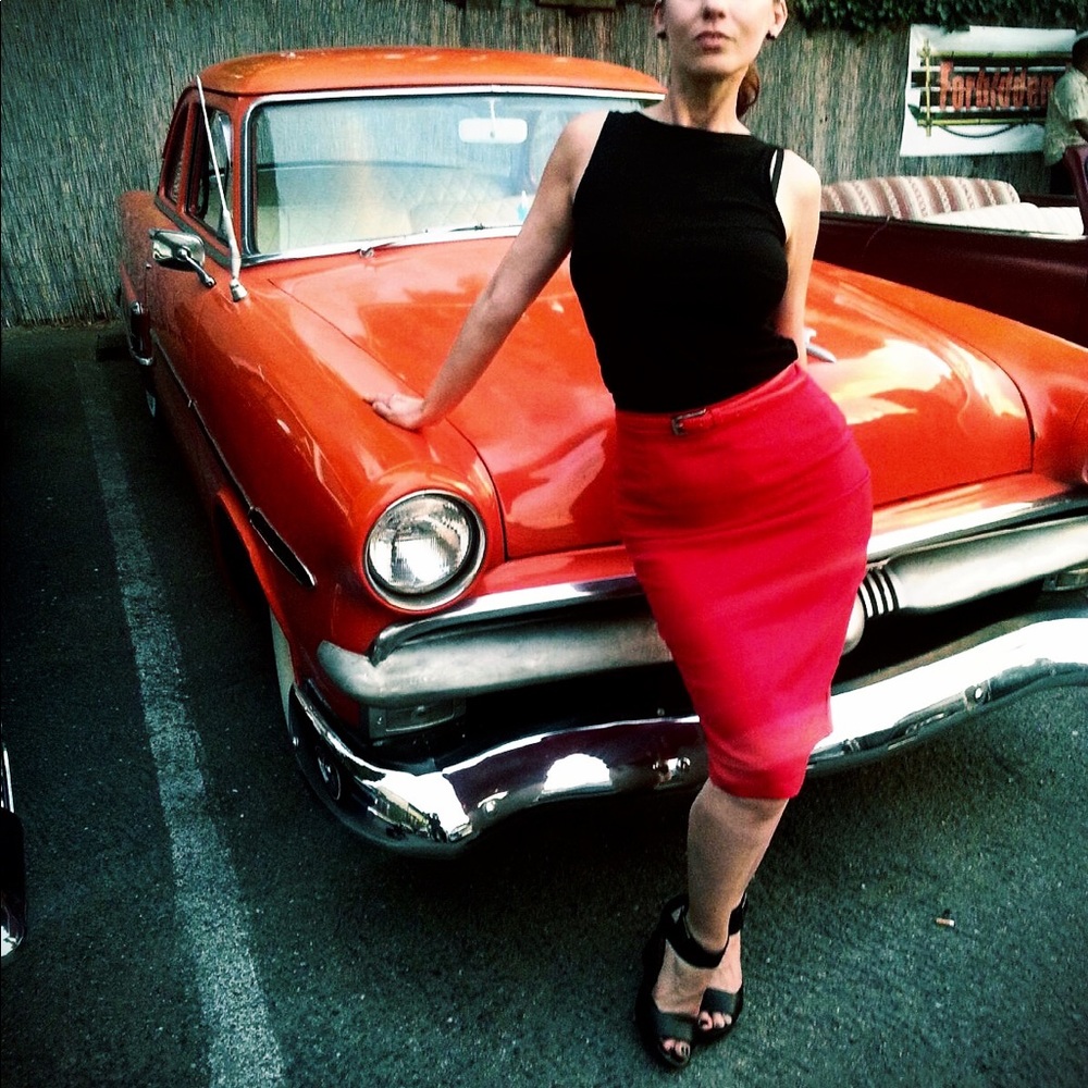 Bettie Page Tatyana Pinup Retro Midi Wiggle Skirt